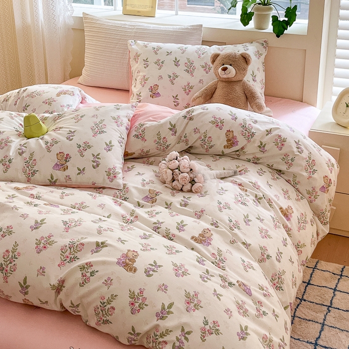 91家纺网 家纺一手货源 找家纺 清雅福 2024春夏新品喷气全棉13372印花系列-四件套 花萃清风