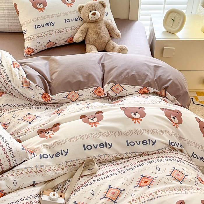 91家纺网 家纺一手货源 找家纺 清雅福 2024春夏新品喷气全棉13372印花系列-四件套 杰克丹尼