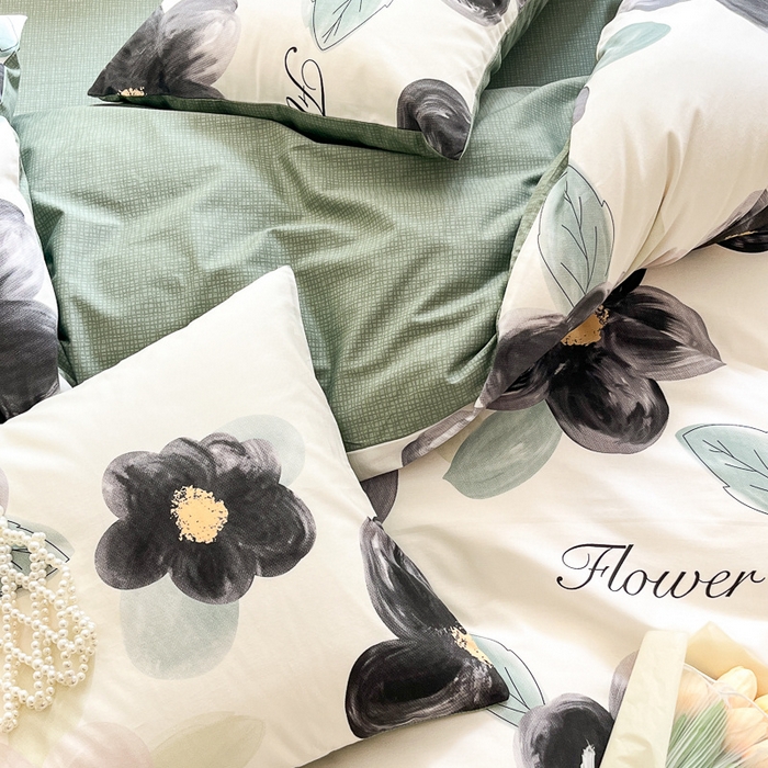 91家纺网 家纺一手货源 找家纺 清雅福 2024春夏新品喷气全棉13372印花系列-四件套 墨兰