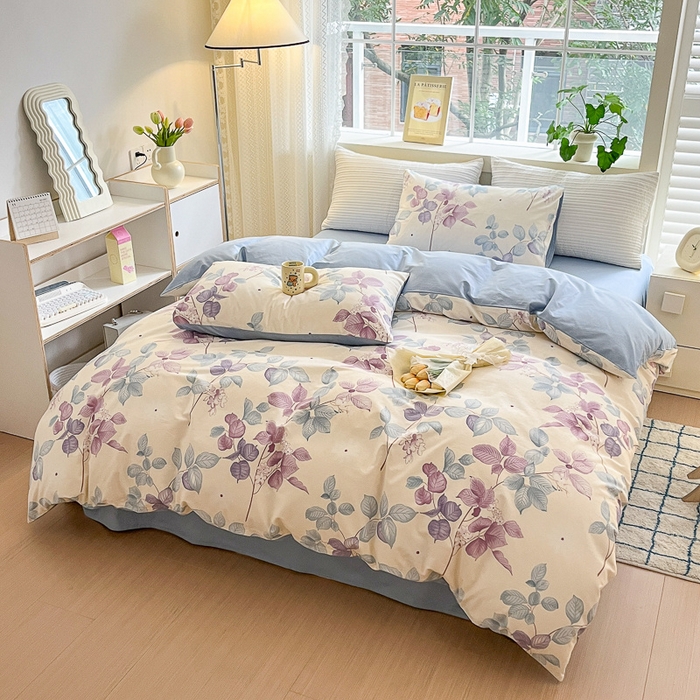 91家纺网 家纺一手货源 找家纺 清雅福 2024春夏新品喷气全棉13372印花系列-单被套 牡丹亭