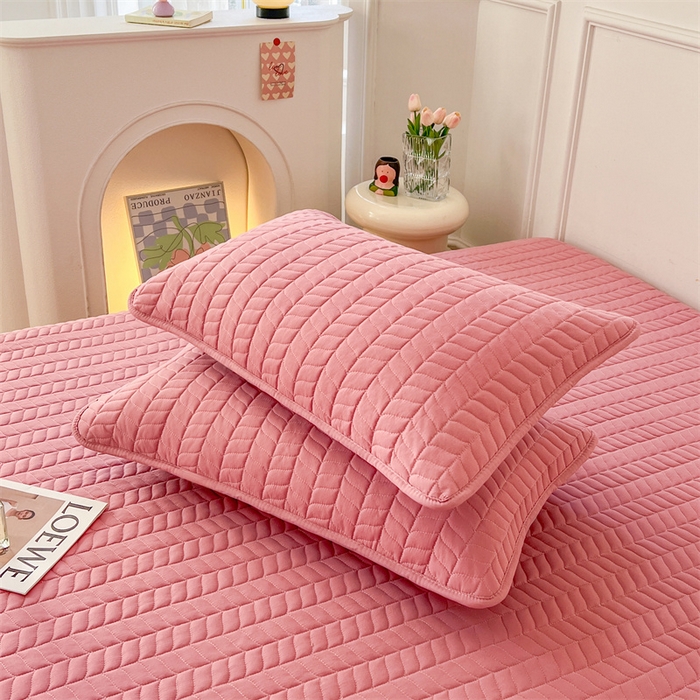 91家纺网 家纺一手货源 找家纺 梦舒羽 2025新款抗菌防水四季款夹棉枕套枕芯套内胆套 轻奢款-豆沙