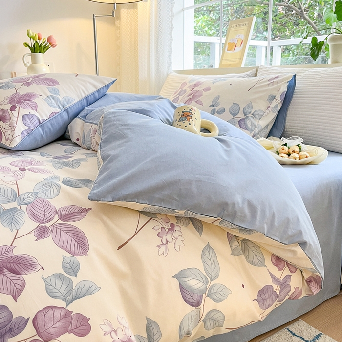 91家纺网 家纺一手货源 找家纺 清雅福 2024春夏新品喷气全棉13372印花系列-四件套 牡丹亭