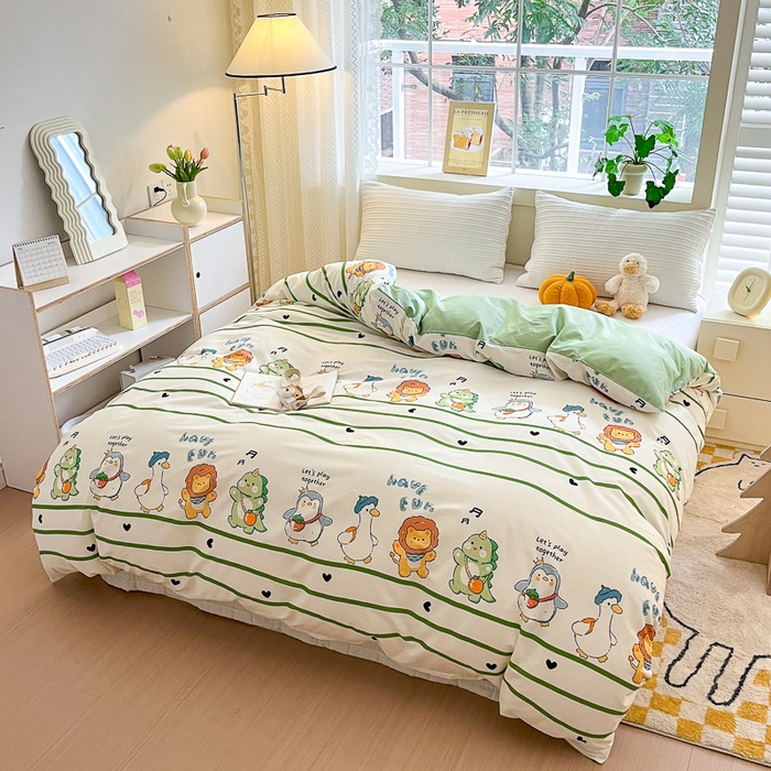 91家纺网 家纺一手货源 找家纺 清雅福 2024春夏新品喷气全棉13372印花系列-单被套 萌宠乐园