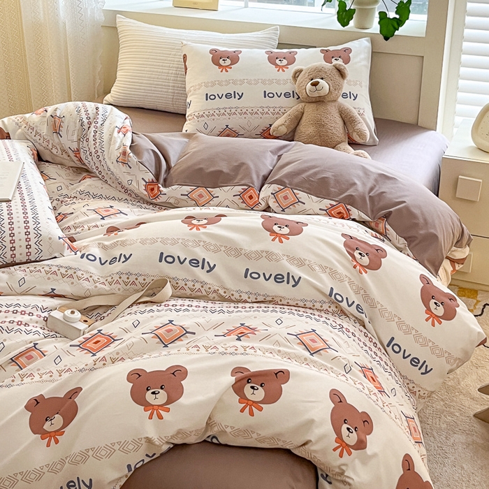 91家纺网 家纺一手货源 找家纺 清雅福 2024春夏新品喷气全棉13372印花系列-四件套 杰克丹尼