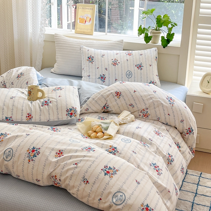 91家纺网 家纺一手货源 找家纺 清雅福 2024春夏新品喷气全棉13372印花系列-四件套 伯爵夫人