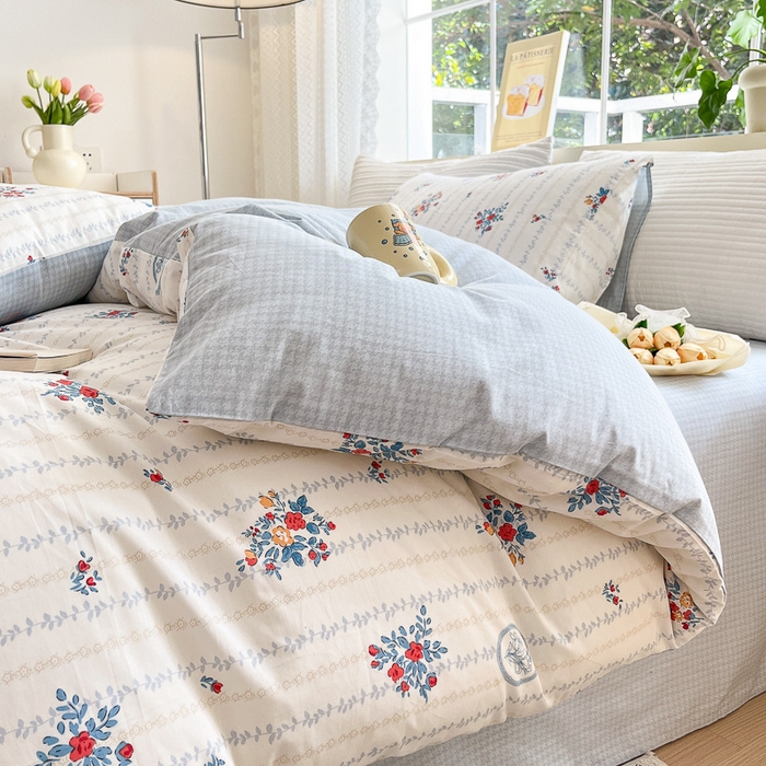 91家纺网 家纺一手货源 找家纺 清雅福 2024春夏新品喷气全棉13372印花系列-四件套 伯爵夫人