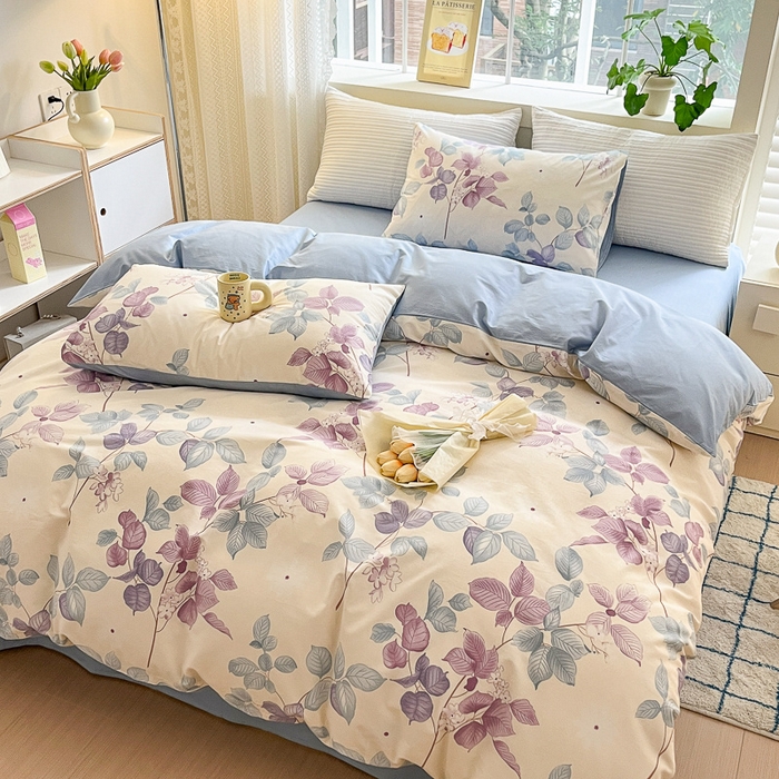 91家纺网 家纺一手货源 找家纺 清雅福 2024春夏新品喷气全棉13372印花系列-单被套 牡丹亭