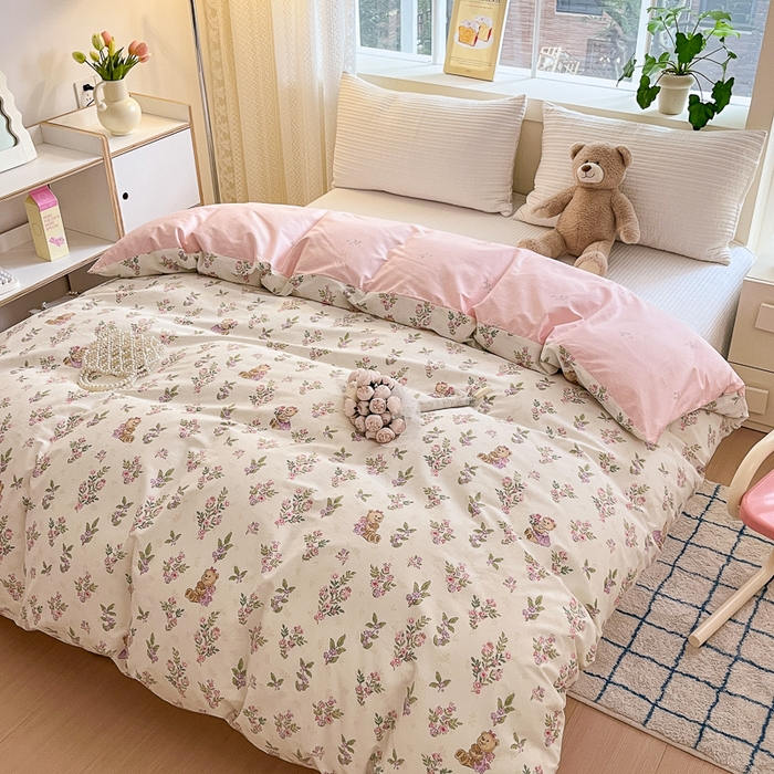 91家纺网 家纺一手货源 找家纺 清雅福 2024春夏新品喷气全棉13372印花系列-单被套 花萃清风