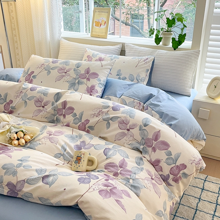 91家纺网 家纺一手货源 找家纺 清雅福 2024春夏新品喷气全棉13372印花系列-单被套 牡丹亭