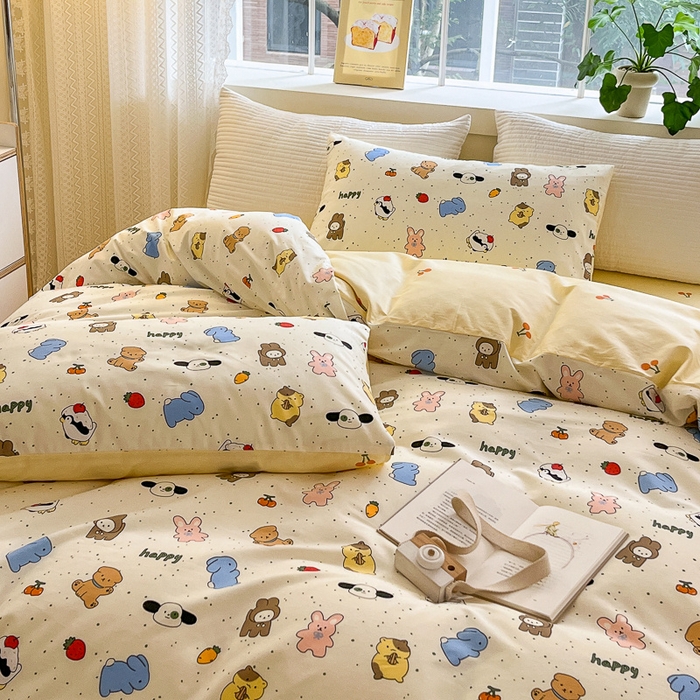 91家纺网 家纺一手货源 找家纺 清雅福 2024春夏新品喷气全棉13372印花系列-四件套 松岛可可