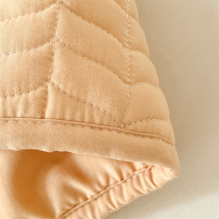 91家纺网 家纺一手货源 找家纺 梦舒羽 2025新款抗菌防水夹棉床笠-轻奢款 轻奢款-橘黄色