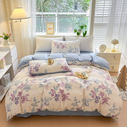 91家纺网 家纺一手货源 找家纺 清雅福 2024春夏新品喷气全棉13372印花系列-四件套 牡丹亭