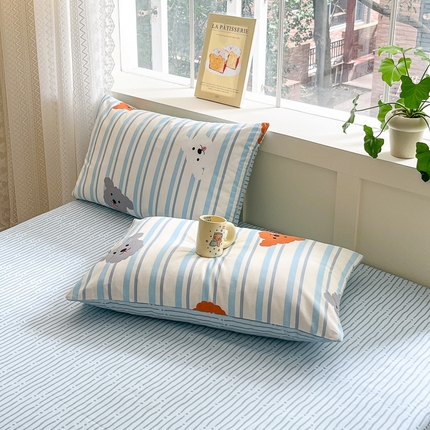 清雅福 2024春夏新品喷气全棉13372印花系列-单枕套 调皮狗