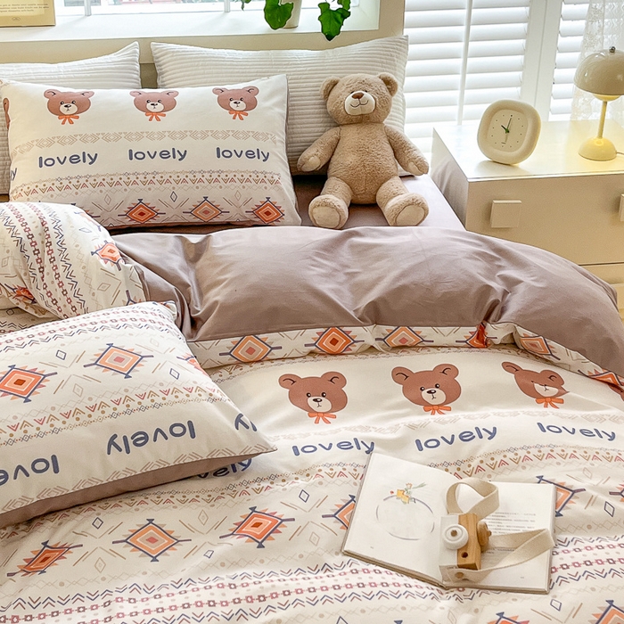 91家纺网 家纺一手货源 找家纺 清雅福 2024春夏新品喷气全棉13372印花系列-四件套 杰克丹尼