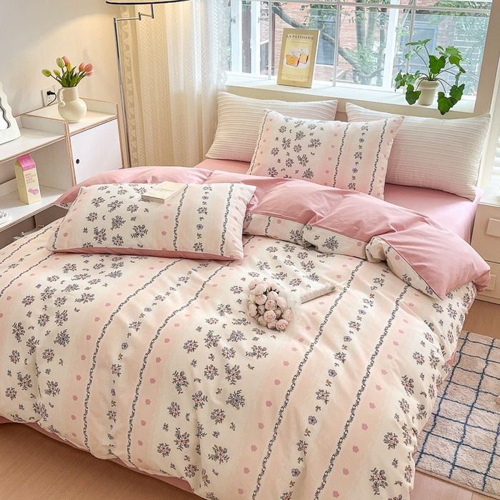 91家纺网 家纺一手货源 找家纺 清雅福 2024春夏新品喷气全棉13372印花系列-四件套 锦上添花