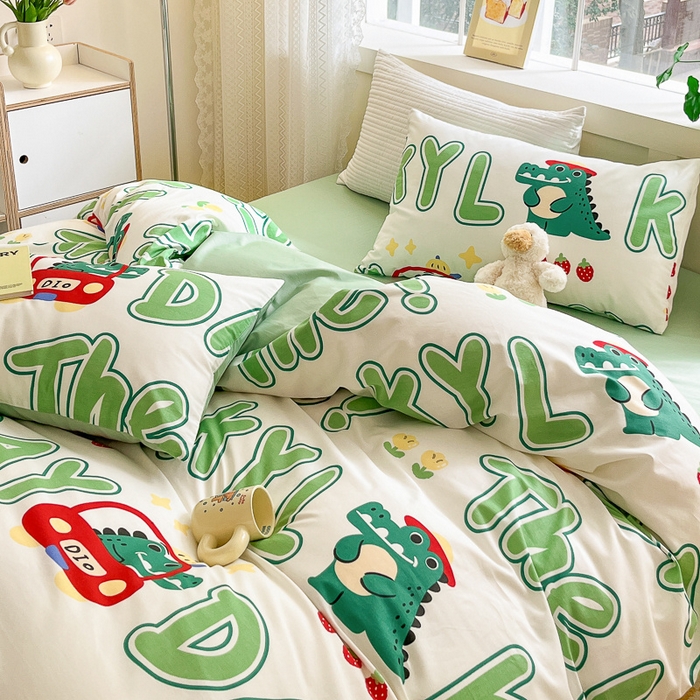 91家纺网 家纺一手货源 找家纺 清雅福 2024春夏新品喷气全棉13372印花系列-单被套 小鳄鱼日记