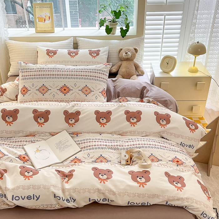 91家纺网 家纺一手货源 找家纺 清雅福 2024春夏新品喷气全棉13372印花系列-四件套 杰克丹尼