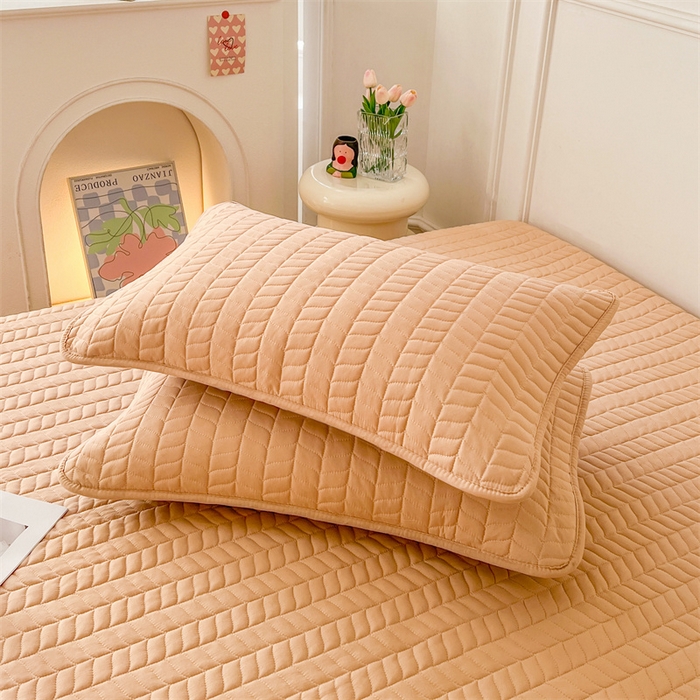 91家纺网 家纺一手货源 找家纺 梦舒羽 2025新款抗菌防水四季款夹棉枕套枕芯套内胆套 轻奢款-橘黄色