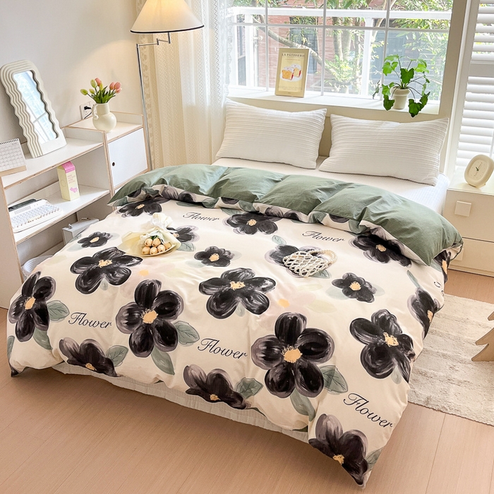 91家纺网 家纺一手货源 找家纺 清雅福 2024春夏新品喷气全棉13372印花系列-单被套 墨兰