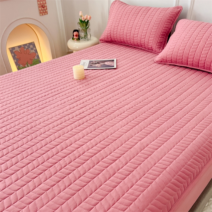 91家纺网 家纺一手货源 找家纺 梦舒羽 2025新款抗菌防水夹棉床笠-轻奢款 轻奢款-豆沙