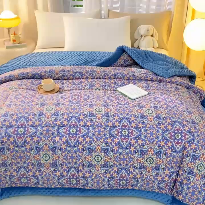 91家纺网 家纺一手货源 找家纺 锦鹭被业  2024新款A类全棉豆豆绒冬被 金枝玉叶