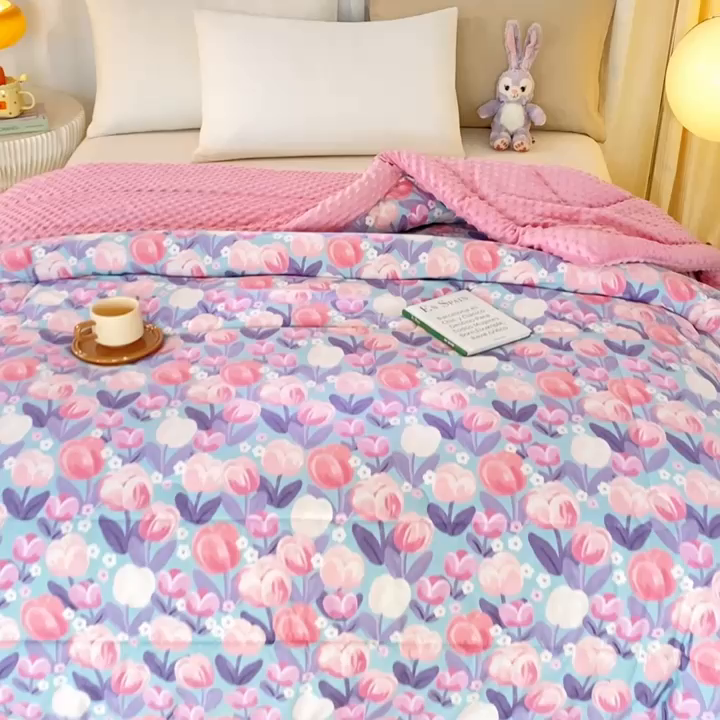 91家纺网 家纺一手货源 找家纺 锦鹭被业  2024新款A类全棉豆豆绒冬被 郁金时代