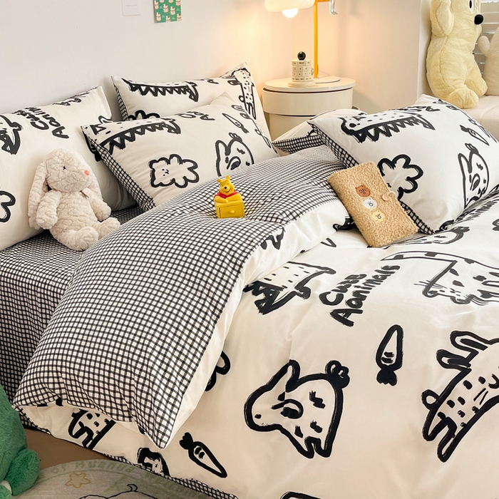 91家纺网 家纺一手货源 找家纺 吉象家纺 2024新款全棉印花卡通四件套系列 漫画家