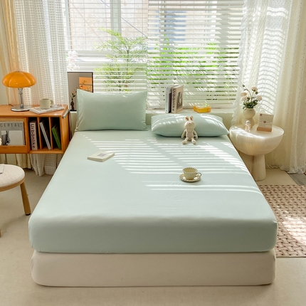 91家纺网 家纺一手货源 找家纺 芷凡家纺 2024新款云朵棉单床笠 云朵棉-藻绿