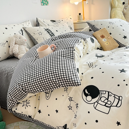 吉象家纺 2024新款全棉印花卡通四件套系列 快乐星球