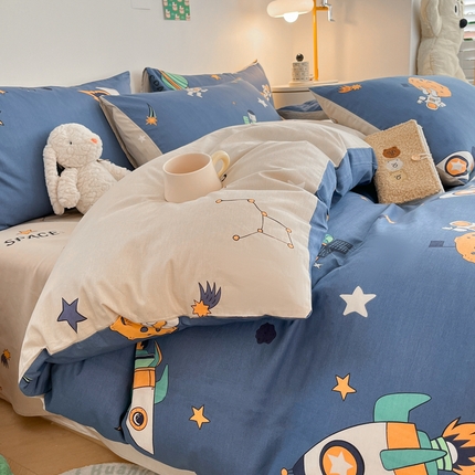 91家纺网 家纺一手货源 找家纺 （总）吉象家纺 2024新款全棉印花卡通四件套系列