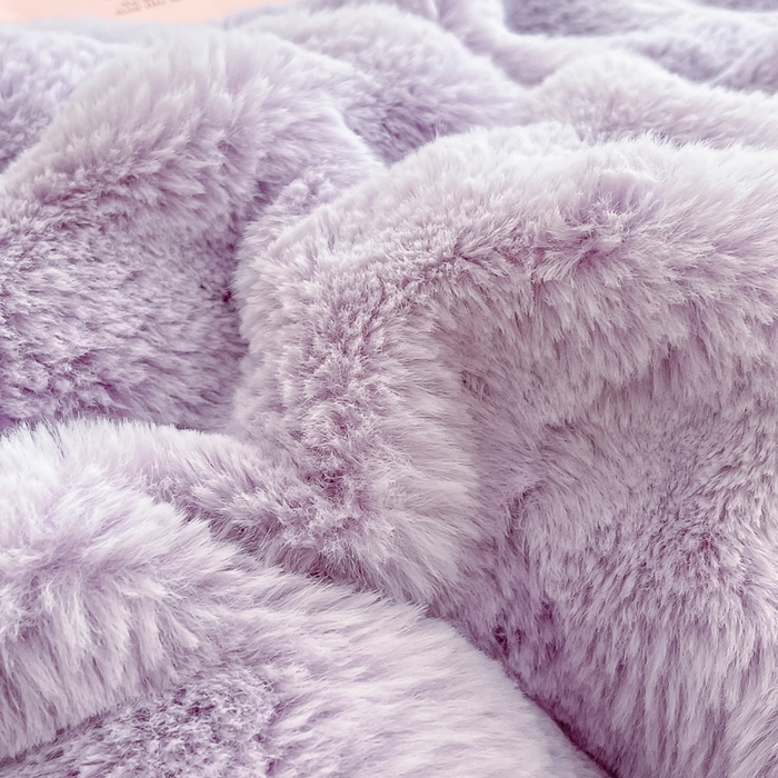91家纺网 家纺一手货源 找家纺 慕澄家纺 2024新款大泡泡兔毛绒加厚保暖四件套 兔绒-紫