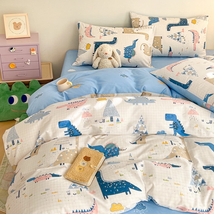 91家纺网 家纺一手货源 找家纺 （总）吉象家纺 2024新款全棉印花卡通四件套系列