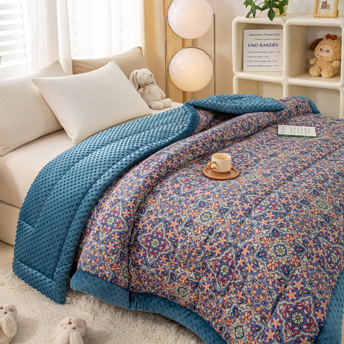 91家纺网 家纺一手货源 找家纺 锦鹭被业  2024新款A类全棉豆豆绒冬被 金枝玉叶