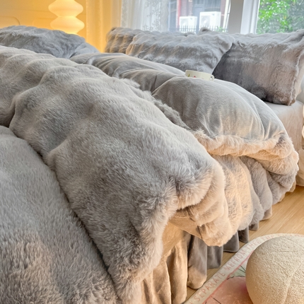 91家纺网 家纺一手货源 找家纺 （总）慕澄家纺 2024新款大泡泡兔毛绒加厚保暖四件套