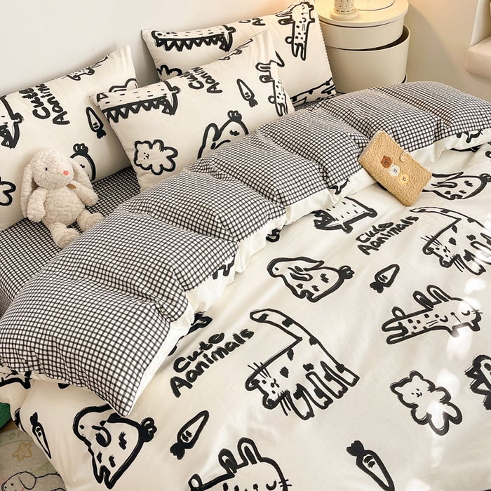 91家纺网 家纺一手货源 找家纺 吉象家纺 2024新款全棉印花卡通四件套系列 漫画家