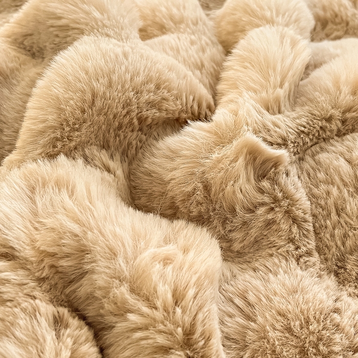 91家纺网 家纺一手货源 找家纺 慕澄家纺 2024新款大泡泡兔毛绒加厚保暖四件套 兔绒-咖