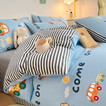 91家纺网 家纺一手货源 找家纺 （总）吉象家纺 2024新款全棉印花卡通四件套系列