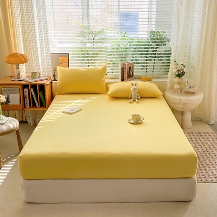 91家纺网 家纺一手货源 找家纺 芷凡家纺 2024新款云朵棉单床笠 云朵棉-柠檬黄