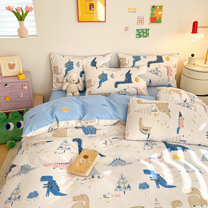 91家纺网 家纺一手货源 找家纺 （总）吉象家纺 2024新款全棉印花卡通四件套系列