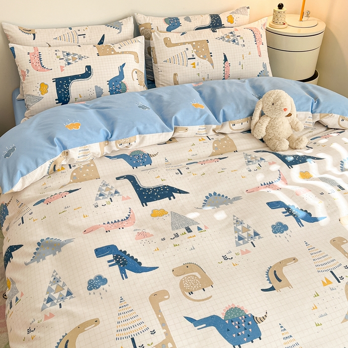 91家纺网 家纺一手货源 找家纺 （总）吉象家纺 2024新款全棉印花卡通四件套系列