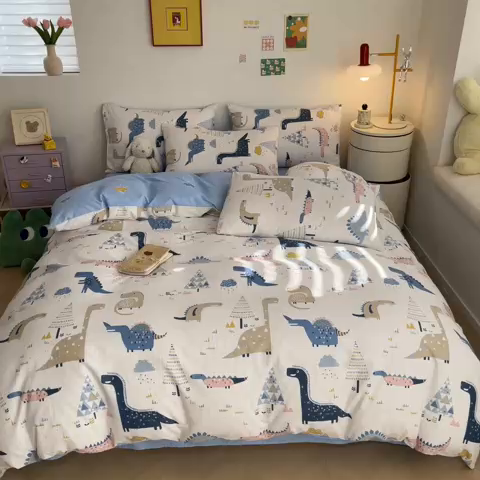 91家纺网 家纺一手货源 找家纺 （总）吉象家纺 2024新款全棉印花卡通四件套系列