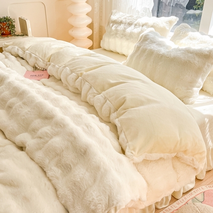 91家纺网 家纺一手货源 找家纺 （总）慕澄家纺 2024新款大泡泡兔毛绒加厚保暖四件套