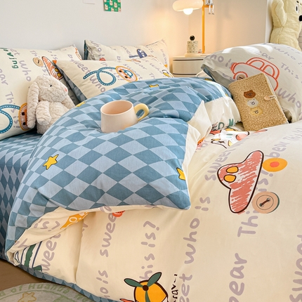 吉象家纺 2024新款全棉印花卡通四件套系列 汽车向导