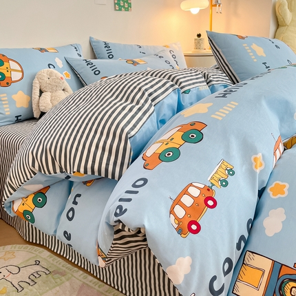 吉象家纺 2024新款全棉印花卡通四件套系列 宝宝巴士