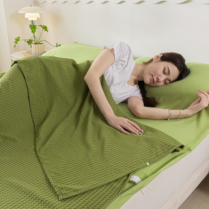 慕澄家纺 2024新款华夫格便携睡袋 华夫格-墨绿