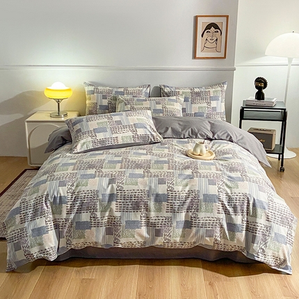 91家纺网 家纺一手货源 找家纺 小懒猪 2024春夏新款北欧风13372全棉四件套 艾米尔