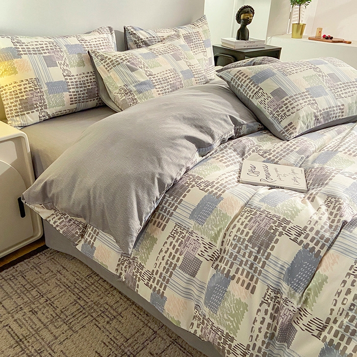 91家纺网 家纺一手货源 找家纺 小懒猪 2024春夏新款北欧风13372全棉四件套 艾米尔