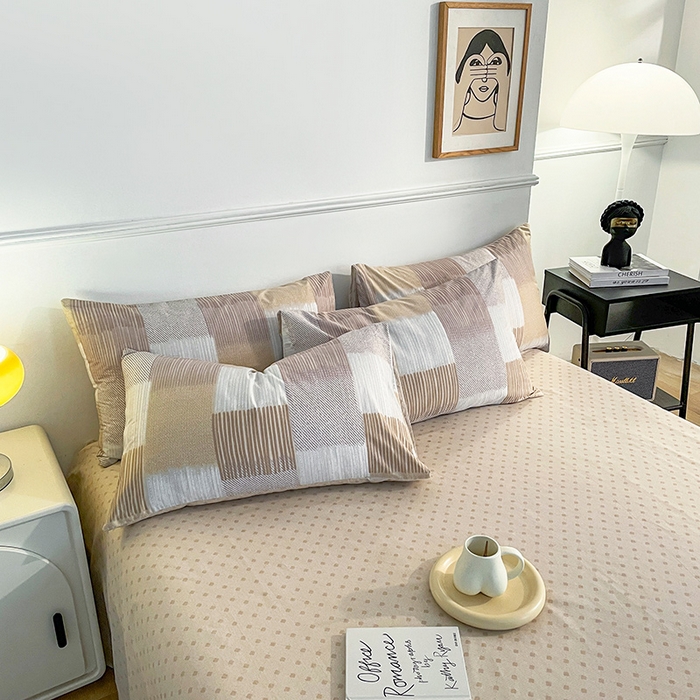 91家纺网 家纺一手货源 找家纺 小懒猪 2024春夏新款北欧风13372全棉四件套 异域风情-咖