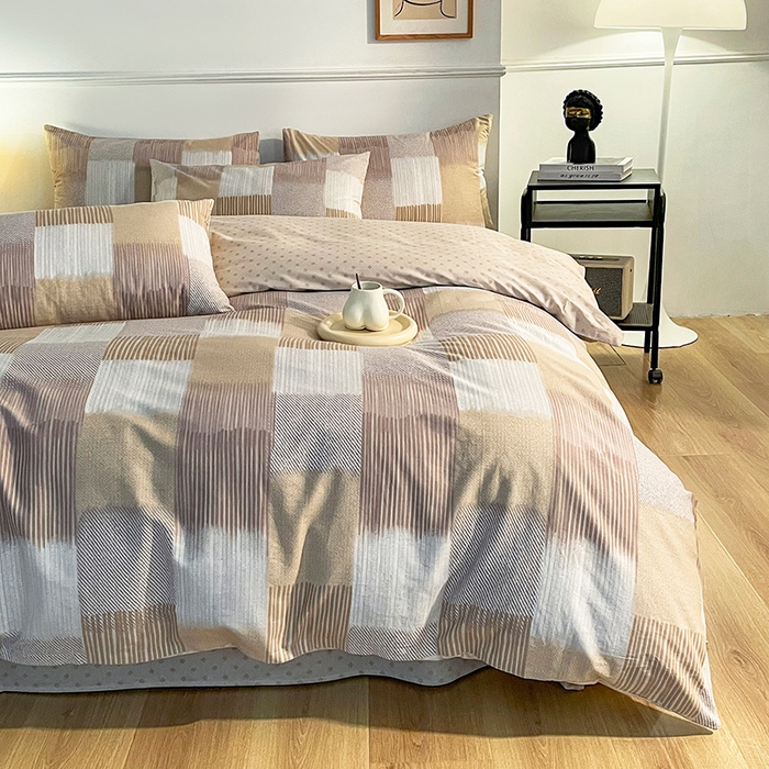 91家纺网 家纺一手货源 找家纺 小懒猪 2024春夏新款北欧风13372全棉四件套 异域风情-咖