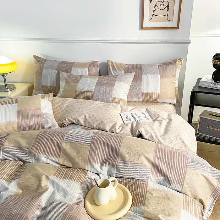 91家纺网 家纺一手货源 找家纺 小懒猪 2024春夏新款北欧风13372全棉四件套 异域风情-咖